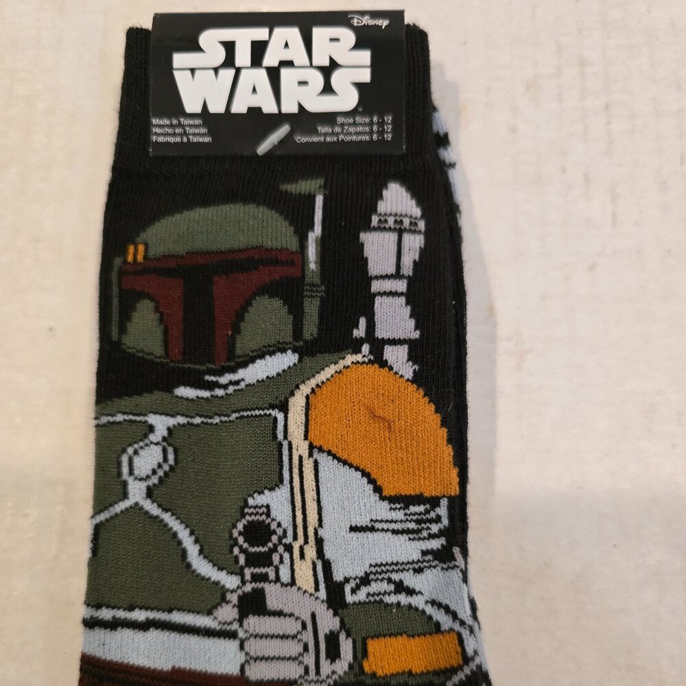 Socks Disney Star Wars Bobba Fett Crew size 6-12 NEW